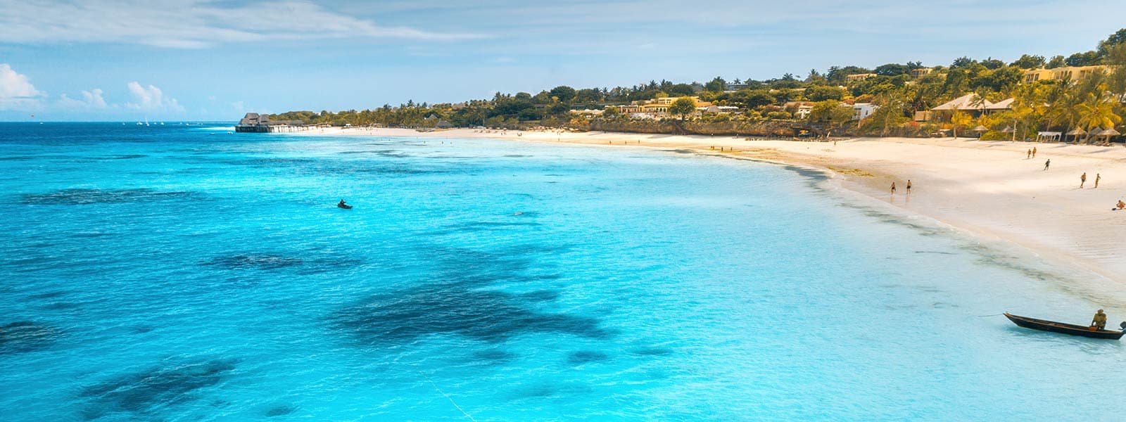 A white-sand beach in Zanzibar